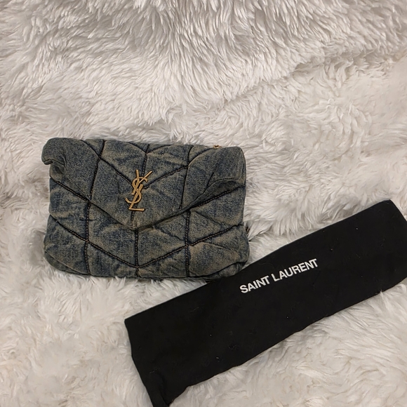 Yves Saint Laurent Quilted Denim Clutch - Picture 4 of 10